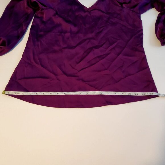 Purple Kasper V-Neck Long Sleeve Blouse Womens Size M V-neckline Long sleeves - Picture 5 of 11
